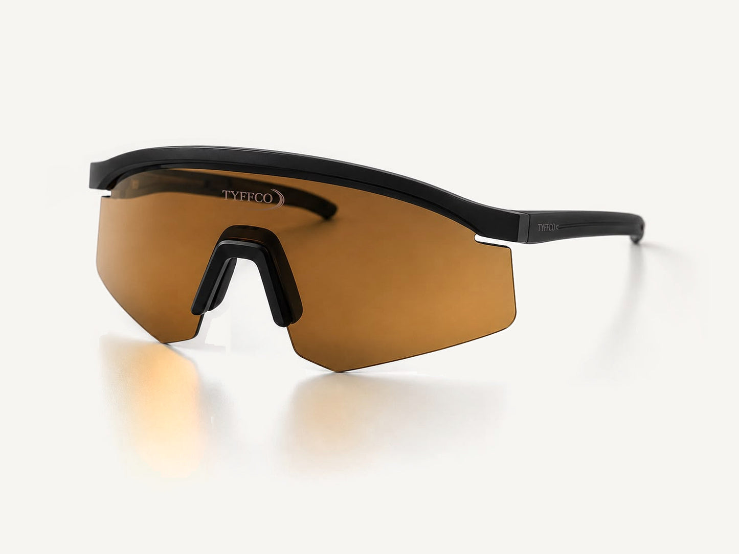 Tyffco Vega sunglasses in Bronze, studio on off-white background.