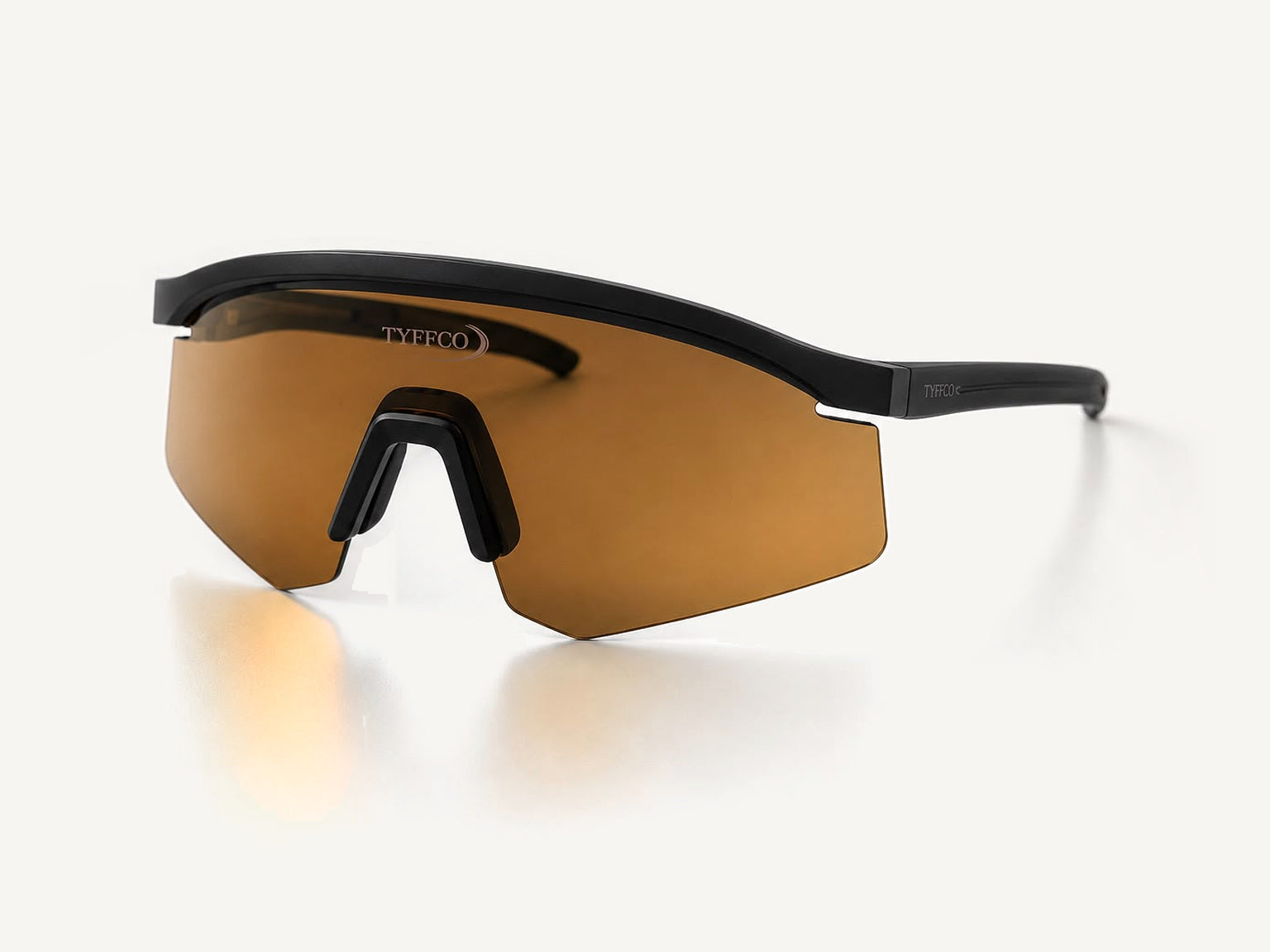 Tyffco Vega sunglasses in Bronze, studio on off-white background.